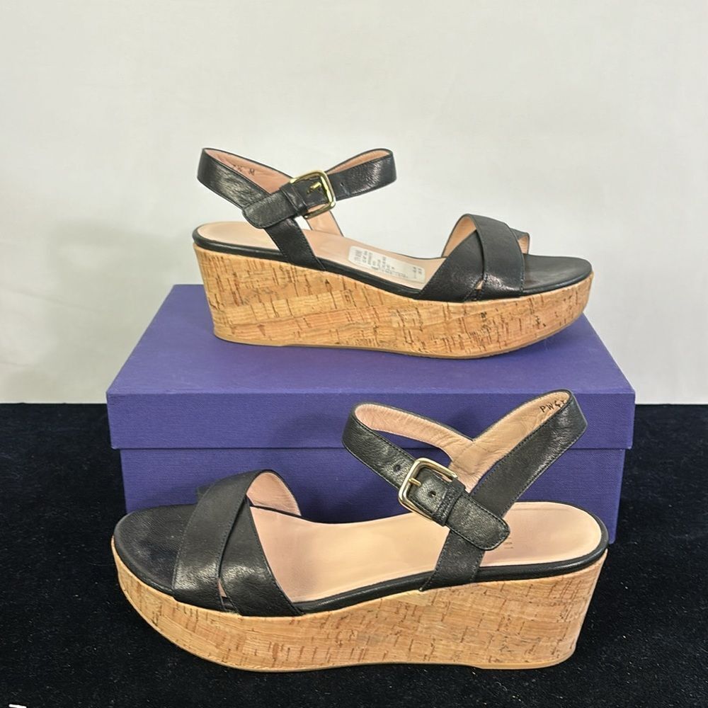 Nib Stuart Weitzman Black With Cork Platform Sand… - image 2